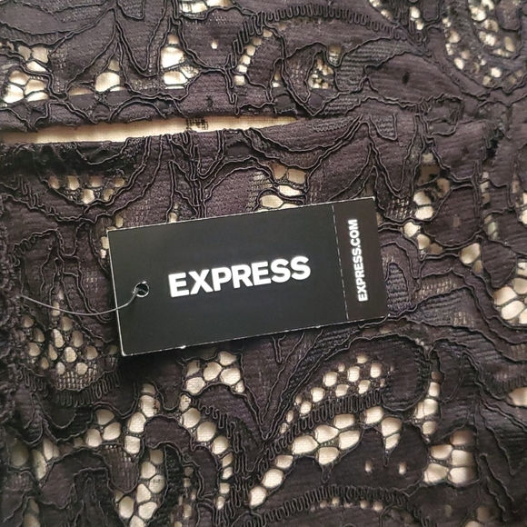 Express Lace Mock Neck Ruffle Sleeve Top - Picture 6 of 6
